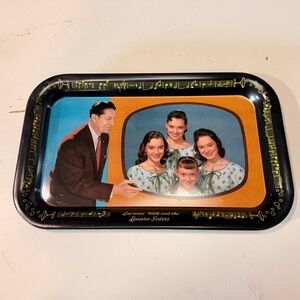 Vintage Lawrence Welk Show Serving Tray Lennon Sisters Mid-Century Tin Tray